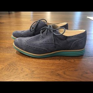Cole Haan LunarGrand Suede Wingtip: Navy/Turquoise